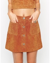 Светло-коричневая замшевая юбка на пуговицах от Asos
