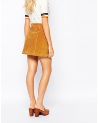 Светло-коричневая замшевая юбка на пуговицах от Monki
