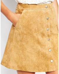 Светло-коричневая замшевая юбка на пуговицах от Warehouse