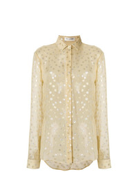 Женская светло-коричневая классическая рубашка в горошек от Saint Laurent