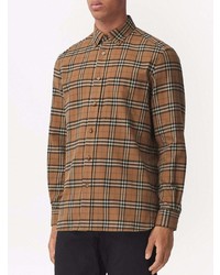Мужская светло-коричневая классическая рубашка в шотландскую клетку от Burberry