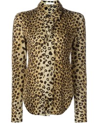 Женская светло-коричневая классическая рубашка с леопардовым принтом от Chloé