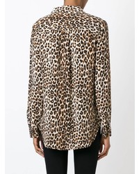 Женская светло-коричневая классическая рубашка с леопардовым принтом от Equipment