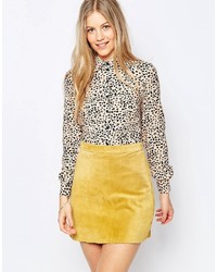 Женская светло-коричневая классическая рубашка с леопардовым принтом