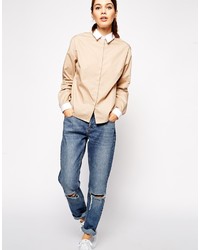 Женская светло-коричневая классическая рубашка от Asos
