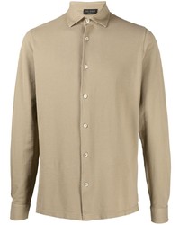 Мужская светло-коричневая классическая рубашка от Dell'oglio