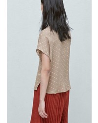 Женская светло-коричневая классическая рубашка от Mango