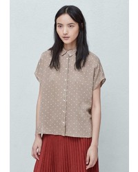 Женская светло-коричневая классическая рубашка от Mango