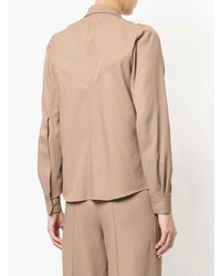 Женская светло-коричневая классическая рубашка от Tamuna Ingorokva