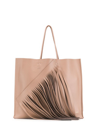 Светло-коричневая кожаная большая сумка c бахромой от N°21