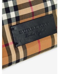 Светло-коричневая кожаная большая сумка в клетку от Burberry