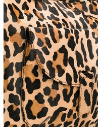 Светло-коричневая кожаная большая сумка с леопардовым принтом от P.A.R.O.S.H.