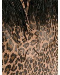 Светло-коричневая кожаная большая сумка с леопардовым принтом от Danielapi