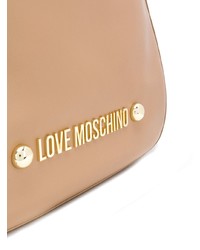 Светло-коричневая кожаная большая сумка с принтом от Love Moschino