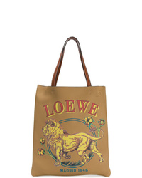 Мужская светло-коричневая кожаная большая сумка с принтом от Loewe