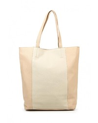 Светло-коричневая кожаная большая сумка от Befree