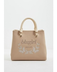 Светло-коричневая кожаная большая сумка от Blugirl