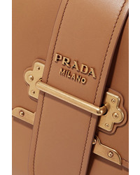 Светло-коричневая кожаная большая сумка от Prada