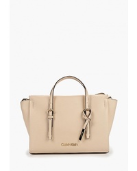 Светло-коричневая кожаная большая сумка от Calvin Klein