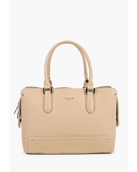 Светло-коричневая кожаная большая сумка от David Jones