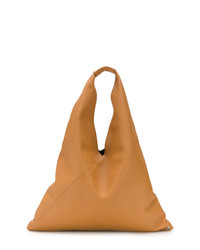 Светло-коричневая кожаная большая сумка от MM6 MAISON MARGIELA