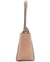 Светло-коричневая кожаная большая сумка от Valentino