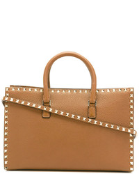 Светло-коричневая кожаная большая сумка от Valentino Garavani