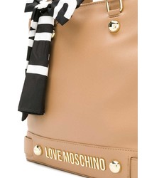 Светло-коричневая кожаная большая сумка от Love Moschino