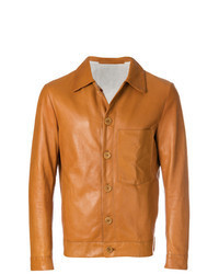 Светло-коричневая кожаная куртка-рубашка