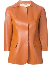 Женская светло-коричневая кожаная куртка от Marni