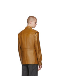 Светло-коричневая кожаная полевая куртка от Prada