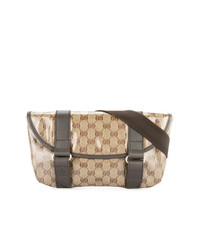 Светло-коричневая кожаная поясная сумка от Gucci Vintage