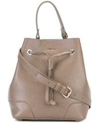 Светло-коричневая кожаная сумка-мешок от Furla