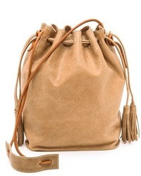 Светло-коричневая кожаная сумка-мешок от Monserat De Lucca