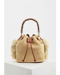 Светло-коричневая кожаная сумка-мешок от Twinset Milano