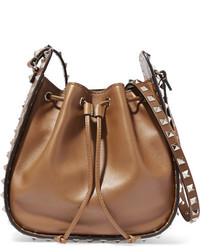 Светло-коричневая кожаная сумка-мешок от Valentino