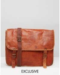 Светло-коричневая кожаная сумка почтальона от Reclaimed Vintage