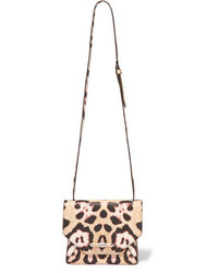Женская светло-коричневая кожаная сумка с леопардовым принтом от Givenchy