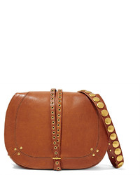 Светло-коричневая кожаная сумка с украшением