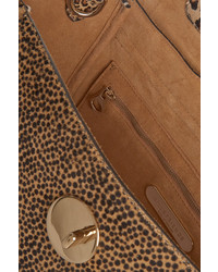 Светло-коричневая кожаная сумка-саквояж с леопардовым принтом от Hill & Friends