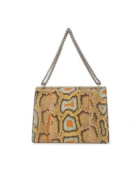 Светло-коричневая кожаная сумка-саквояж со змеиным рисунком от Gucci