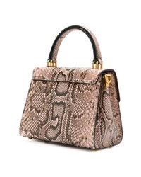 Светло-коричневая кожаная сумка-саквояж со змеиным рисунком от Dolce & Gabbana