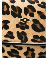 Светло-коричневая кожаная сумка через плечо с леопардовым принтом от Sous les Pavés