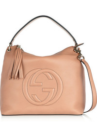 Светло-коричневая кожаная сумка через плечо от Gucci