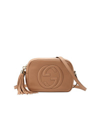 Светло-коричневая кожаная сумка через плечо от Gucci