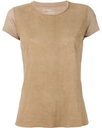 Женская светло-коричневая кожаная футболка от Majestic Filatures