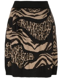 Светло-коричневая короткая юбка-солнце с леопардовым принтом от Alberta Ferretti