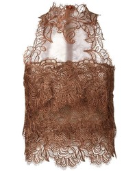 Светло-коричневая кружевная блузка от Ermanno Scervino