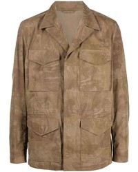 Мужская светло-коричневая куртка-рубашка с камуфляжным принтом от Etro