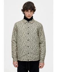 Мужская светло-коричневая куртка-рубашка с леопардовым принтом от Pull&Bear